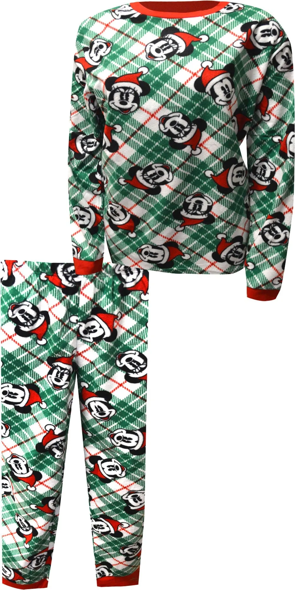 Mickey Mouse and Minnie Christmas Plaid Fleece Pajama