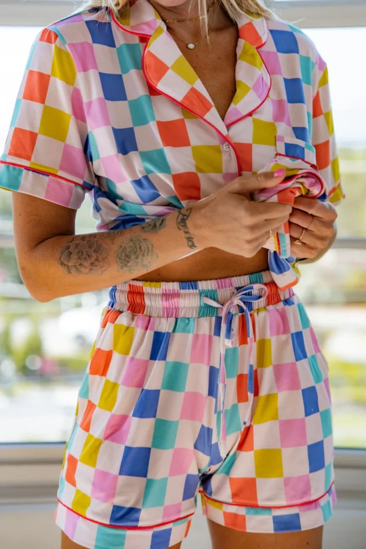 Multicolored Checker Wholesale Matching Pajamas