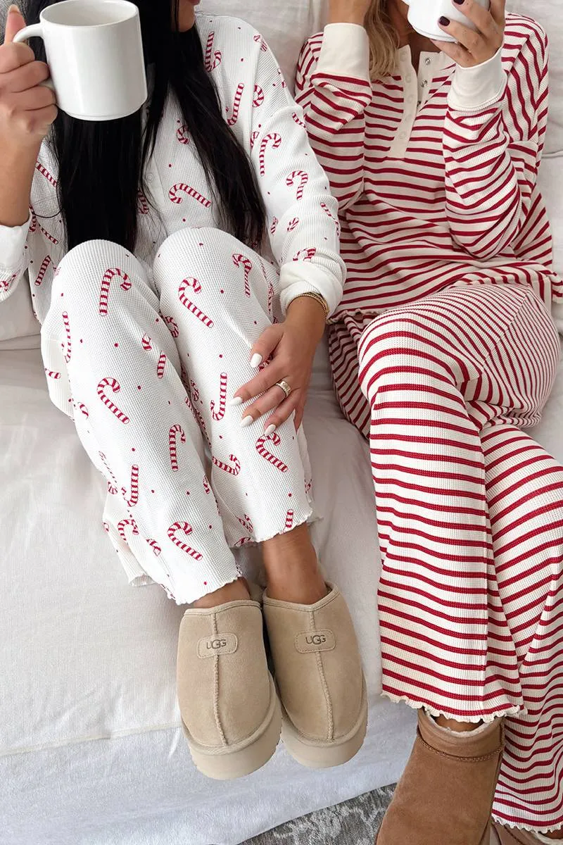 Peppermint Stripes Waffle Sleep Set