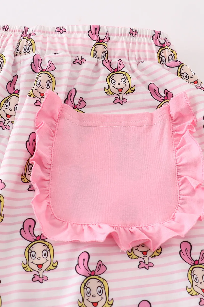 Pink stripe character mom pajamas pants