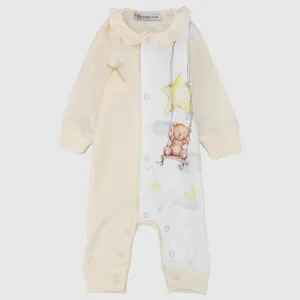 Salmon Swinging Bear Long-Sleeved Baby Footless Onesie