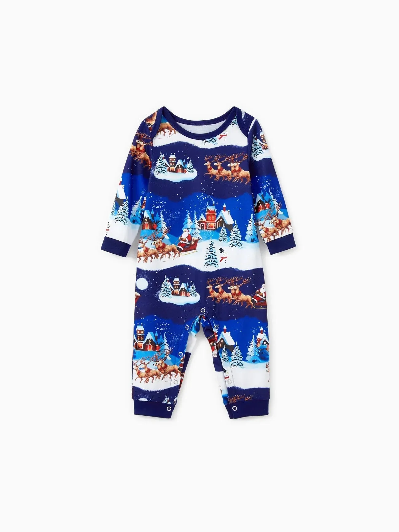 Santa Sleigh And Reindeer Family Matching Pajamas Set