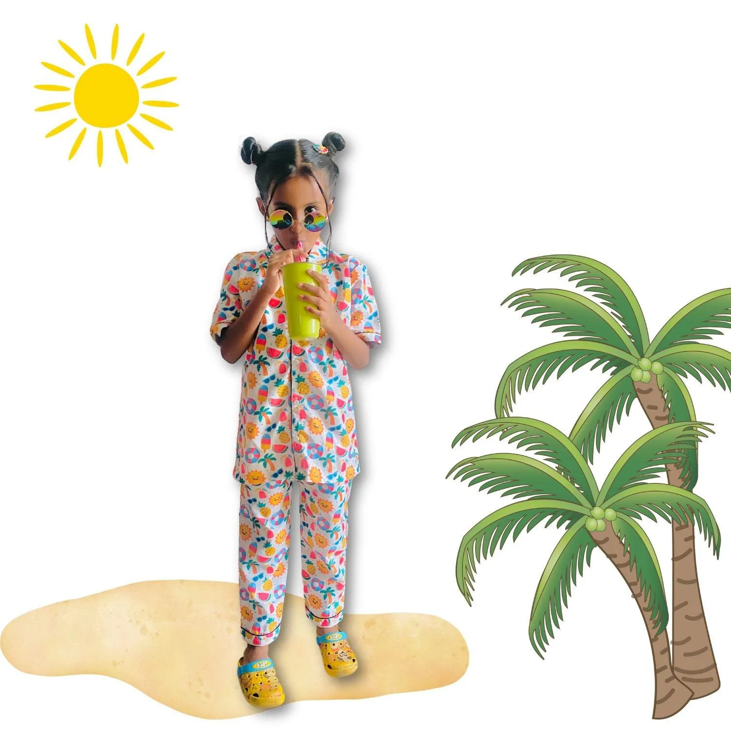 Sunny Beach Doodle Pajama Set