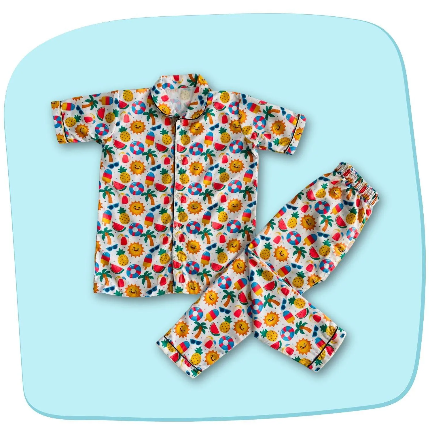 Sunny Beach Doodle Pajama Set