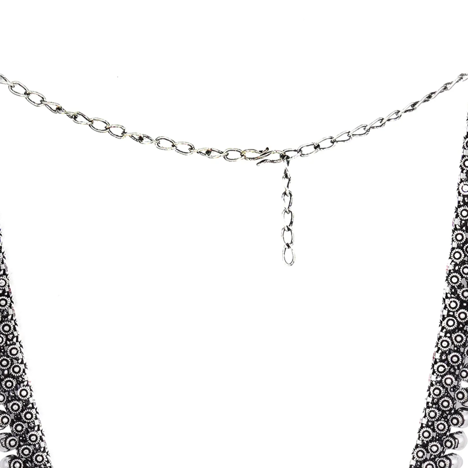 Teejh Aanshi Long Silver Oxidised Necklace