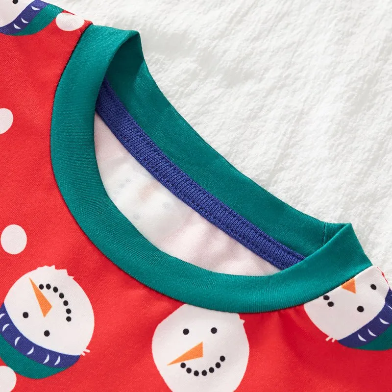 Toddler/Kid's Christmas Snowman Print Design Pajama Set